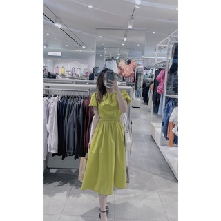 VN708 - VÁY DÁNG DÀI CHUN EO CỔ DÚM 3M