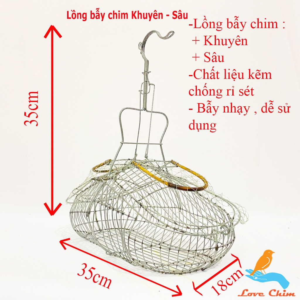 Lồng bẫy Chào Mào - Khuyên LOVECHIM, Bẫy chim Chào Mào - Khuyên, Lồng bẫy chim Chào Mào,Khuyên chất liệu kẽm