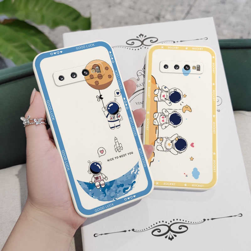 Ốp Điện Thoại Mềm Họa Tiết Phi Hành Gia Mặt Trăng Sáng Tạo Cho Samsung Galaxy S10 S10E Plus S9 Plus