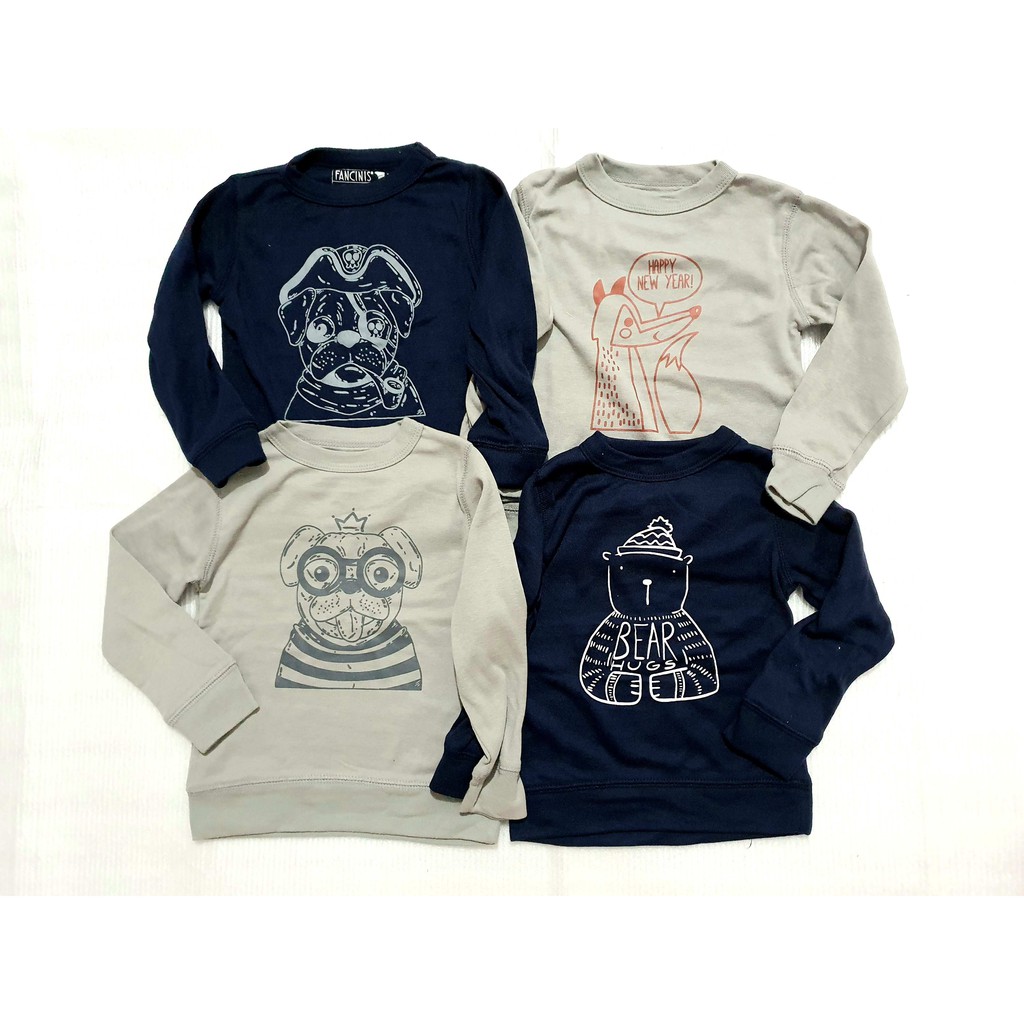 Áo thun dài tay bé trai bé gái size từ 1 tới 5T vải bozip hàng xuất