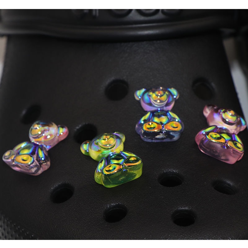 Sticker crocs Shoe Decoration for crocs đế caoSet 7 Phụ Kiện Khóa Giày Trong Suốt Hình Chú Gấu Nhiều Màu Sắc DIY