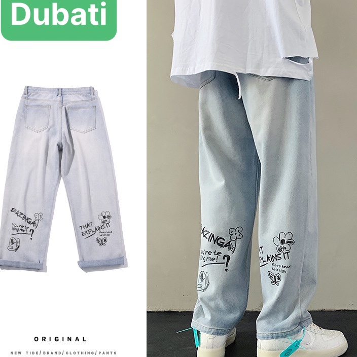 QUẦN JEAN BAGGY NAM CHẤT BÒ XANH ỐNG RỘNG DÀI THÊU CHÂN SAU NHẬT BATN THOÁNG MÁT- DB 0566- DUBATI FASHION
