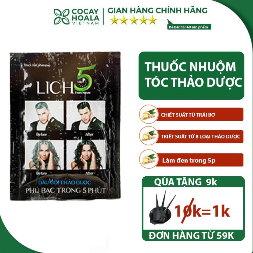 Thuốc nhuộm tóc,dầu gội nhuộm tóc thảo dược Lich5 gội là đen sau 5 phút từ 8 loại thảo dược thiên nhiên không hóa chất
