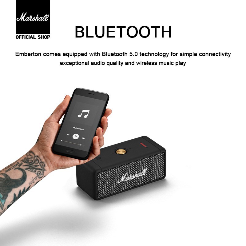 Loa Bluetooth -Marshall Emberton.Marshall Bluetooth Speaker - Marshall Emberton White-Gold.Marshall Bluetooth Speaker