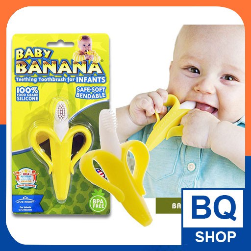 Gặm nướu cho bé, ngậm nướu silicon chuối BQSHOP