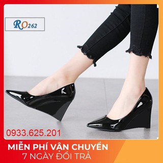 Giày cao gót nữ mũi nhọn đế xuồng 7cm da bóng thời trang Ro262 - Đổi hàng nếu không ưng ý - Bảo hành 12 tháng