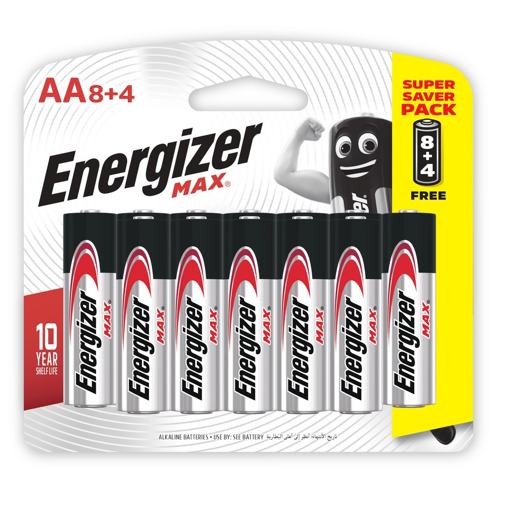 Pin Energizer Max AA E91 BP8+4 - 100628299