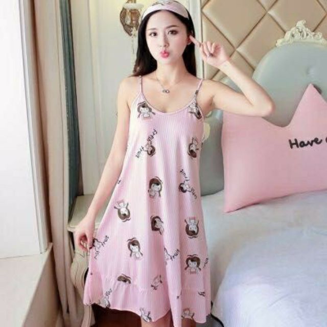 Váy ngủ cotton 2 dây siêu nhẹ,mát,dễ thương