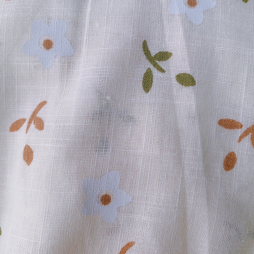 Bodysuit cho bé gái sơ sinh chất liệu thô đũi mềm mịn mát màu trắng hoa nhí