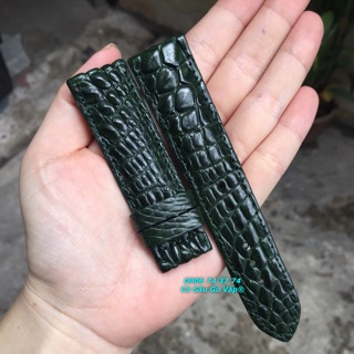 Dây đồng hồ da cá sấu màu xanh size 18;20 - cá sấu gò vấp