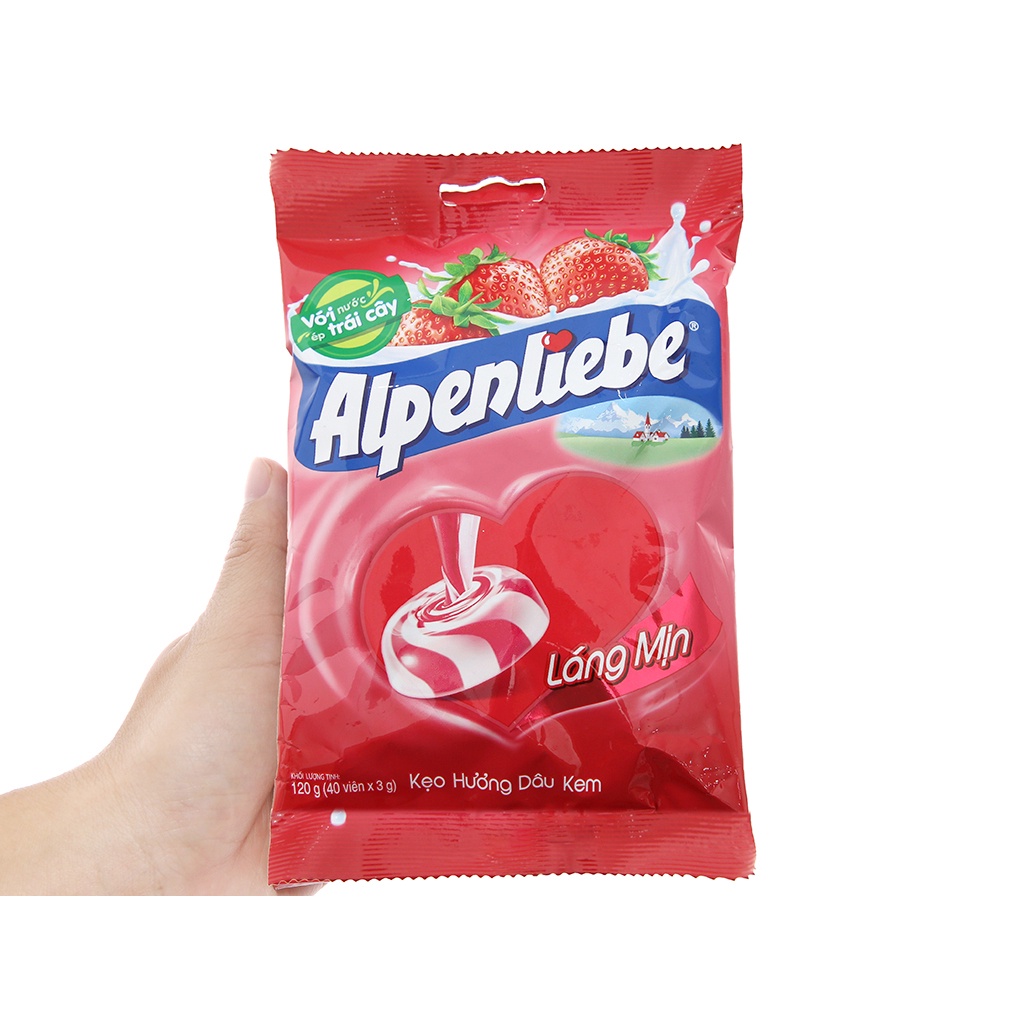 Kẹo Alpenliebe Caramen/ Dâu gói 120g (40 viên)