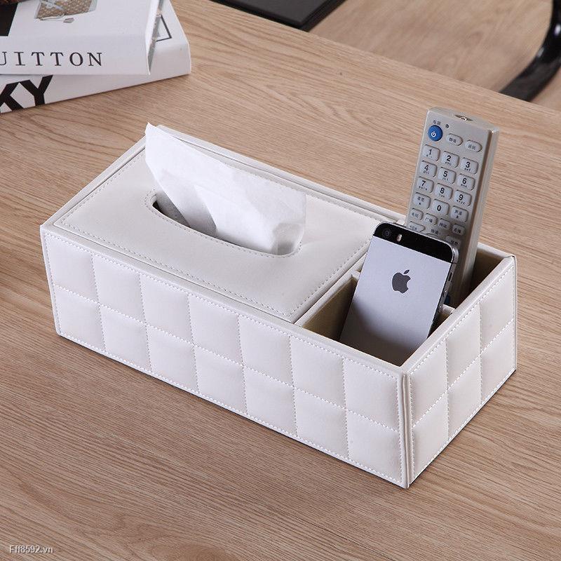 Hộp da đựng khăn giấy / điều khiển từ xa để bàn phong cách Châu Âu đơn giản sáng tạo đa năng