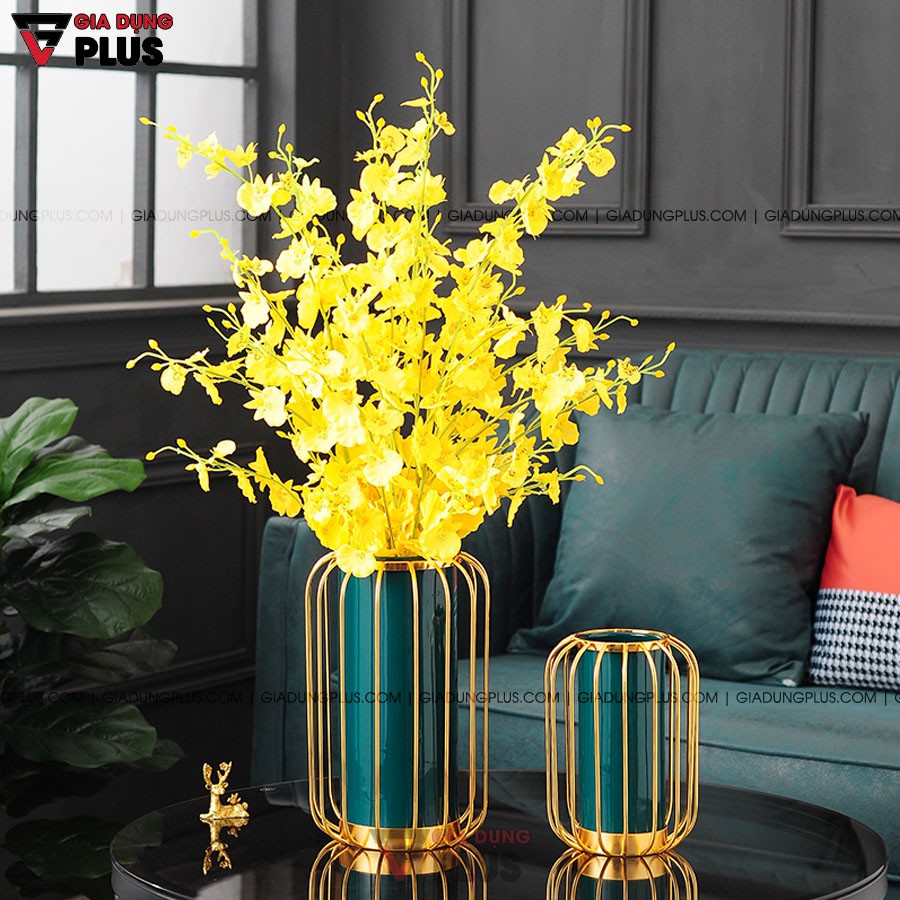 Bình hoa sứ sang trọng xanh ngọc lục bảo, phong cách Bắc Âu trang trí phòng khách &amp; bàn ăn