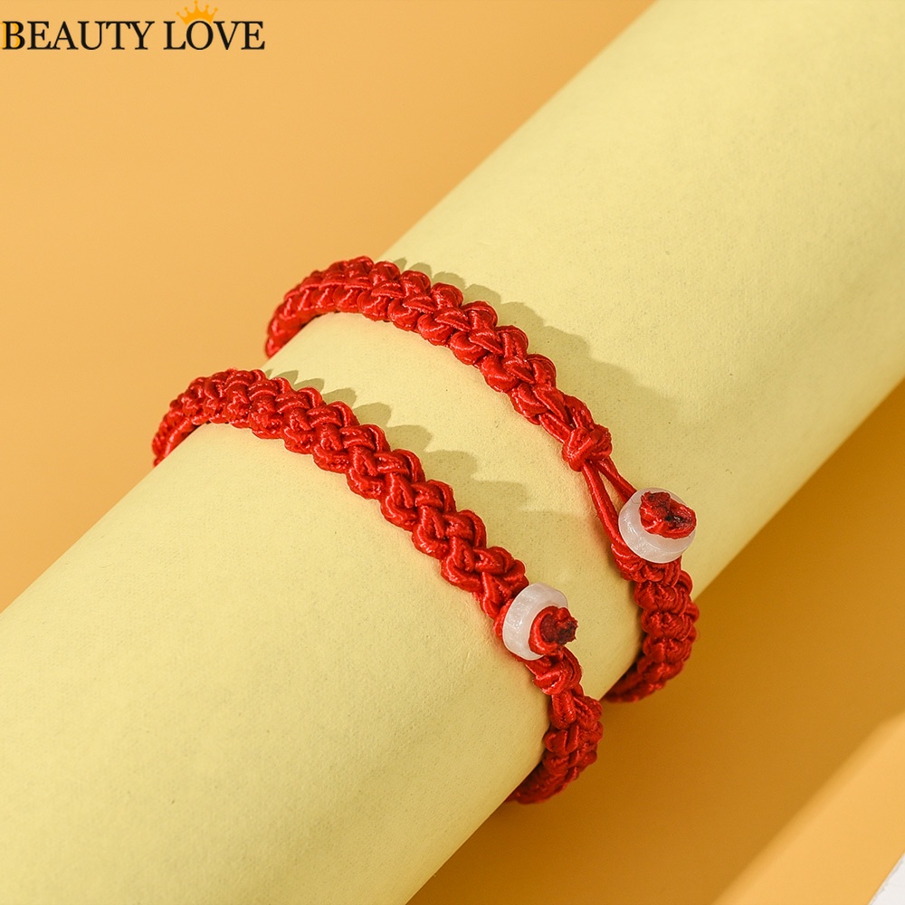 [Mới] 1 Vòng Tay Bện Dây Đỏ Đính Ngọc Bích Giả Khóa An Toàn Hợp Thời Trang Làm Quà Tặng Trang Sức Cho Nam Và Nữ