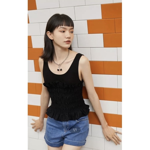 Áo sát nách kiểu thun phối bèo nhún VERO MODA