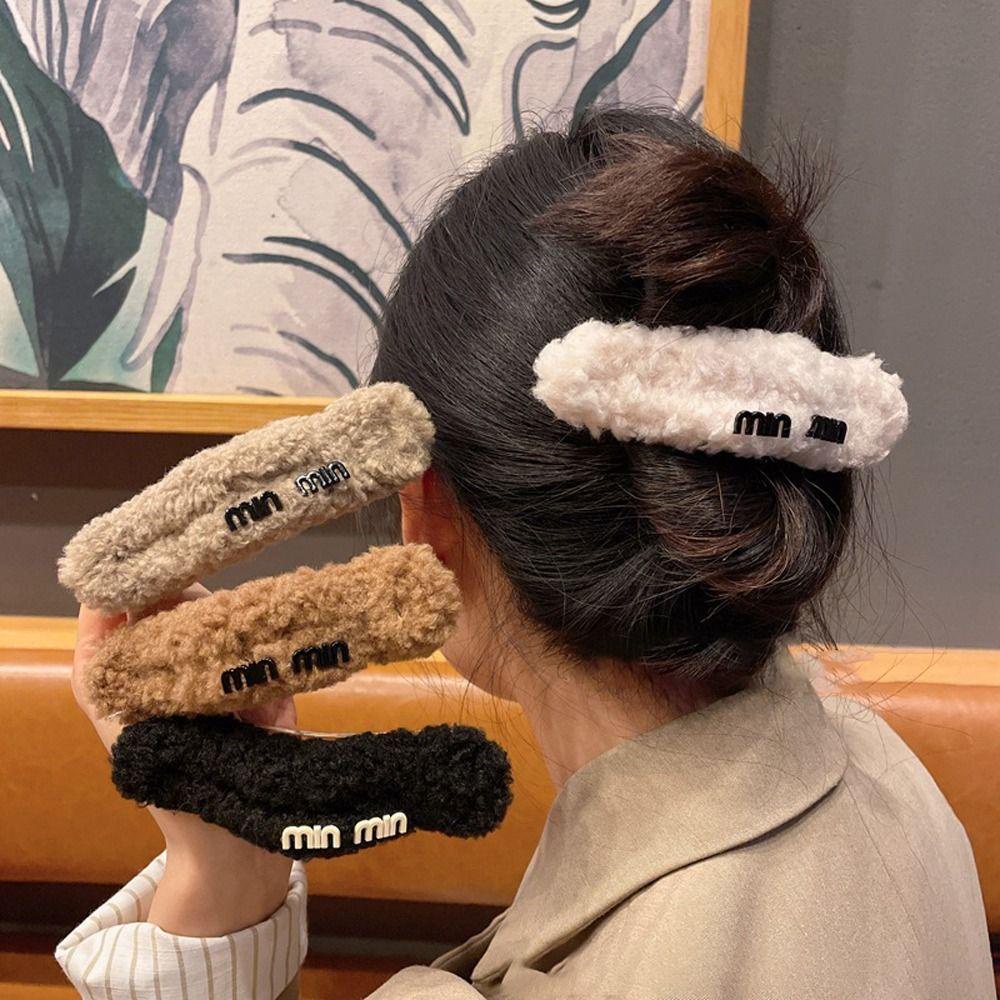 Kẹp Tóc Càng Cua Bằng Lông Cừu Nhân Tạo Dễ Thương Ngọt Ngào Cho Nữ VANES1