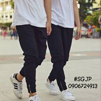 Quần Jogger Kaki Nam Nữ Zipper Trơn Đen Unisex