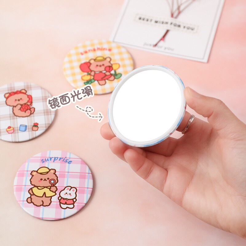 Gương soi trang điểm, gương mini một mặt bỏ túi tiện dụng