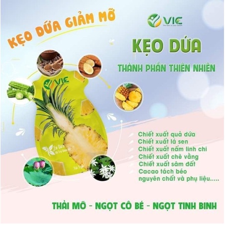 Giảm cân, Giảm mỡ bụng, Kẹo dứa vic giảm cân nhanh cấp tốc giảm béo hiệu quả