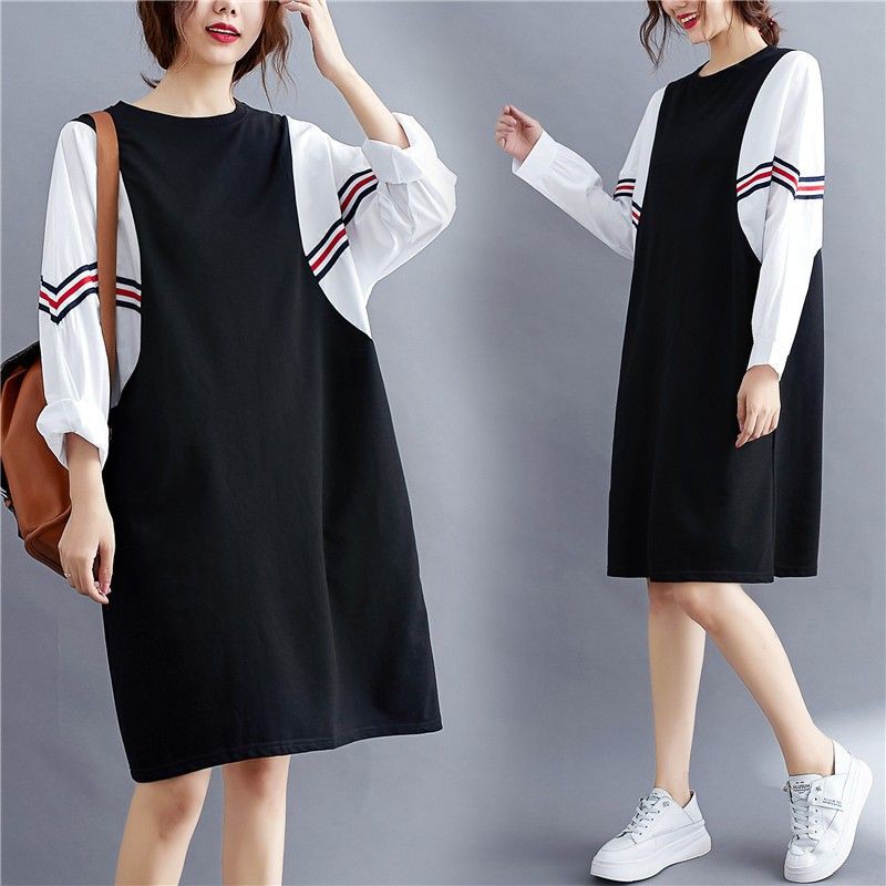 Váy đầm nữ bigsize dáng suông phối tay sơ mi (size XL-2XL fit đến 90kg) - Có ảnh thật
