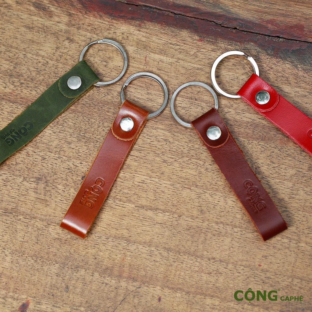 Móc khoá xe Cộng Cà Phê da thật 4 màu phong cách vintage