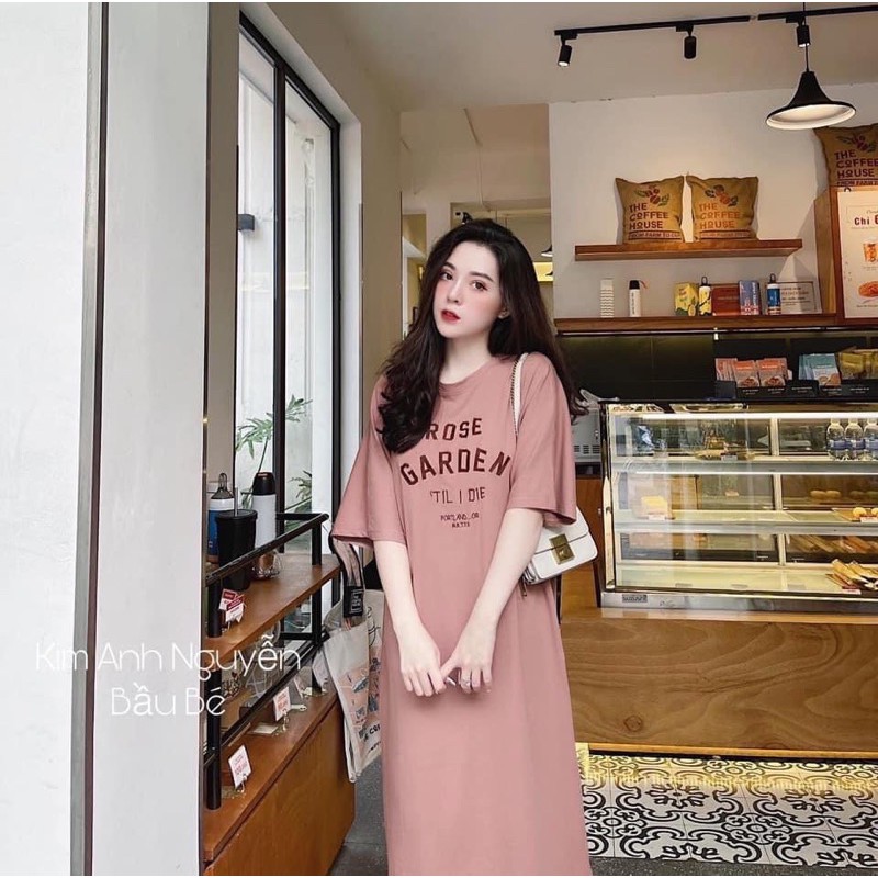 VÁY SUÔNG COTTON CHỮ THÊU DỄ MẶC