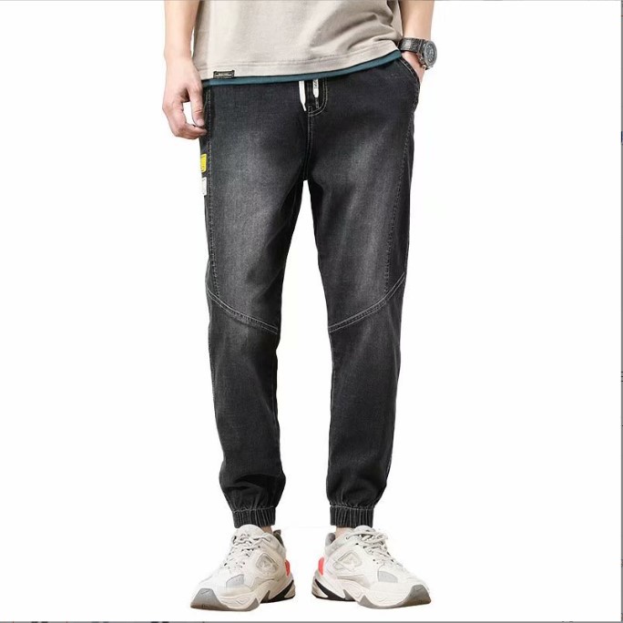 quần jean jogger nam xanh xám và đen bó gấu lưng chun 2022 155 Pon.mens