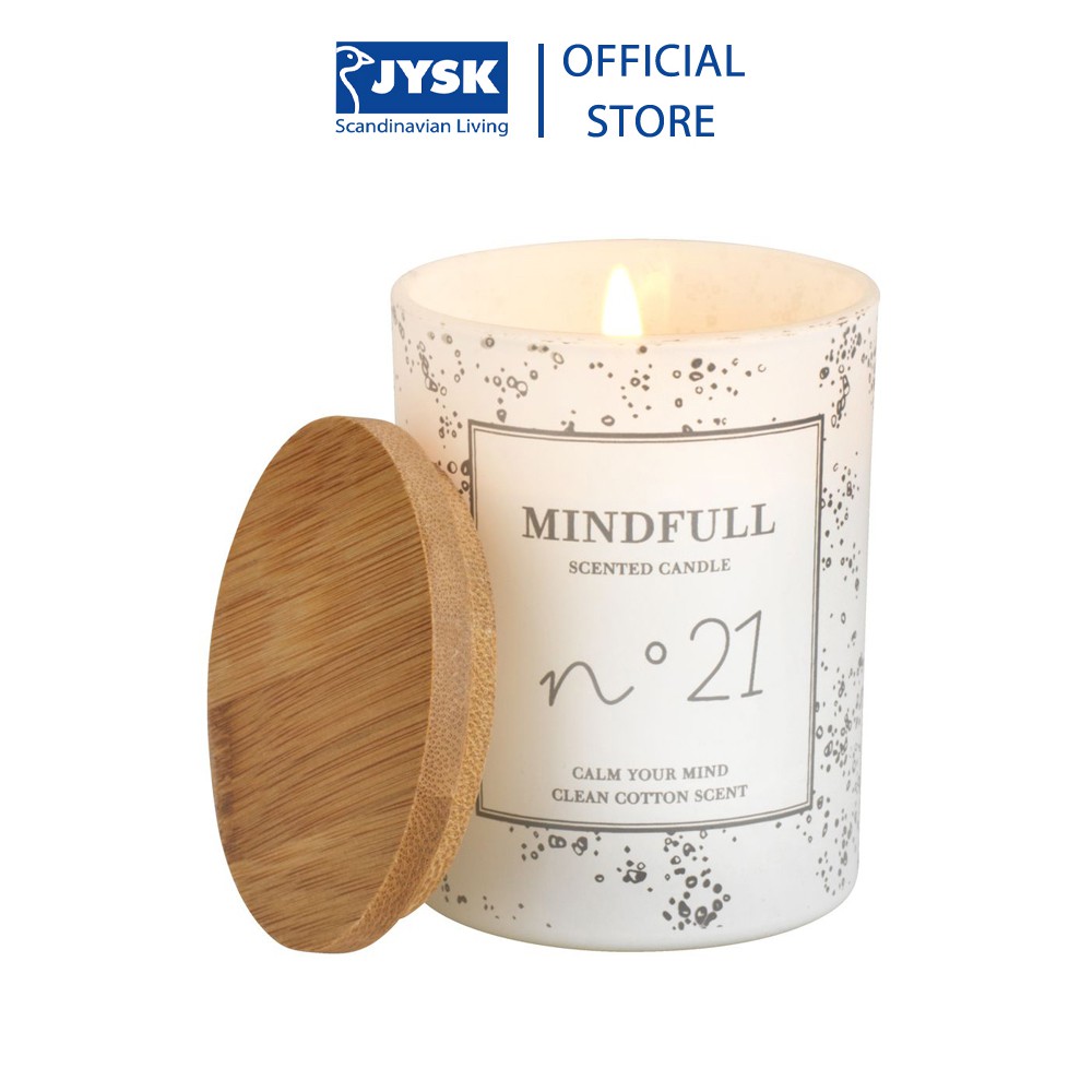 Cốc nến trang trí |JYSK Anton | thủy tinh nắp gỗ màu trắng | DK7x8cm