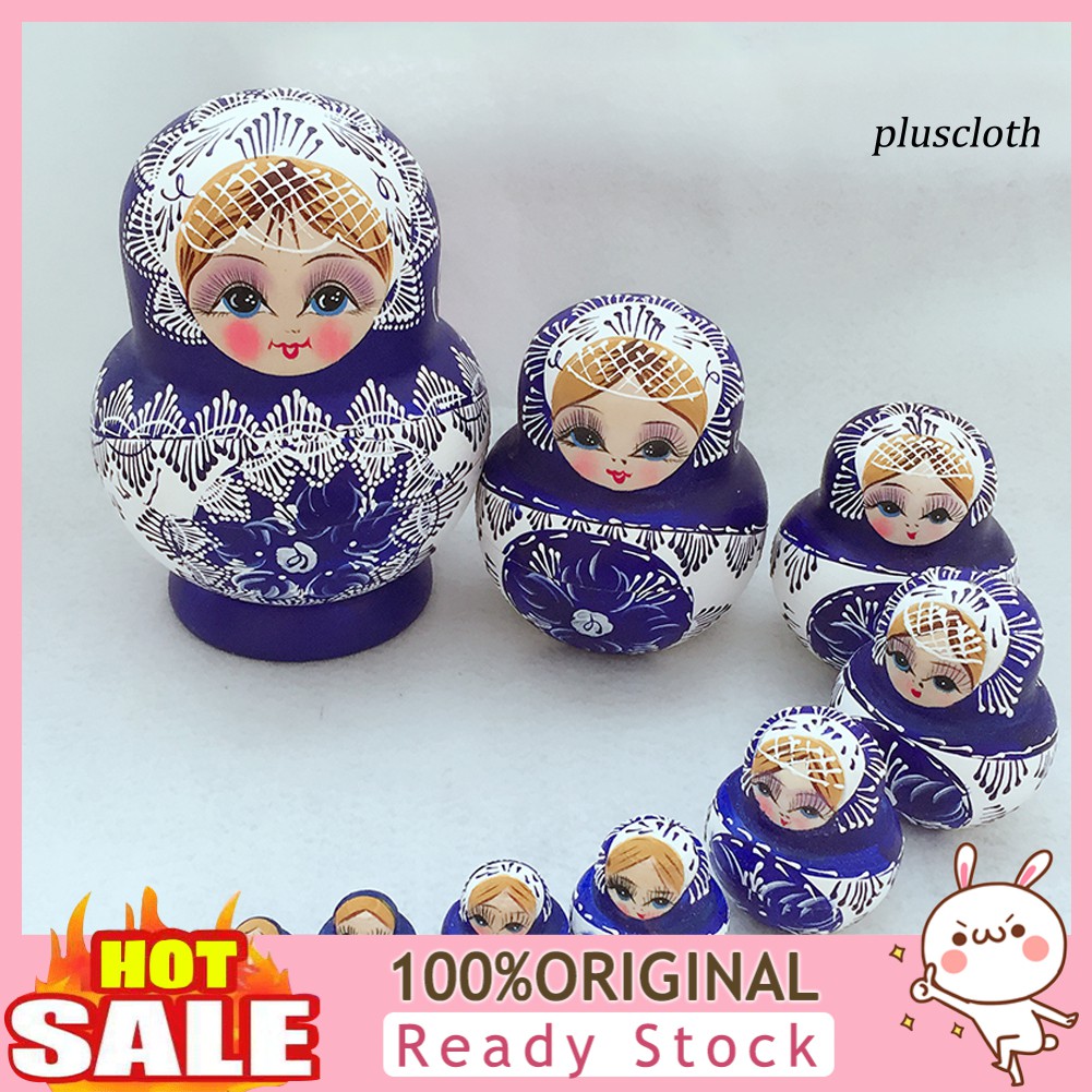 Bộ 10 Búp Bê Nga Matryoshka Lồng Vào Nhau Bằng Gỗ