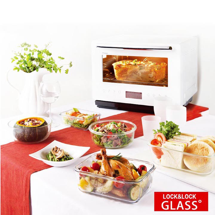 Hộp thuỷ tinh chịu nhiệt Lock&amp;Lock Oven Glass Euro 700ml LLG429D chia ngăn - Hàng chính hãng