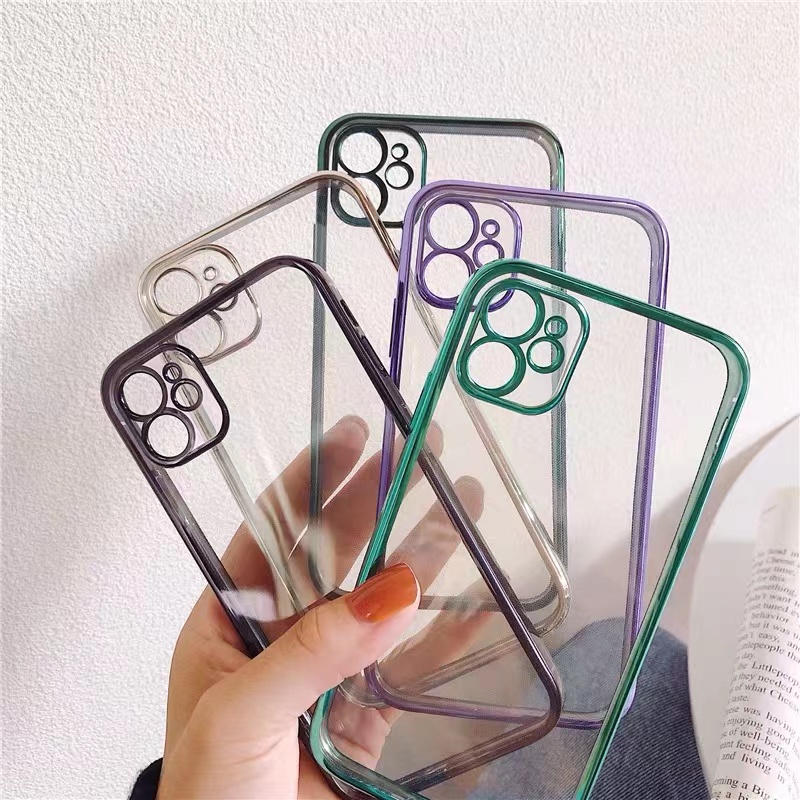 Ốp lưng Điện Thoại Silicon Mềm Trong Suốt Mạ Viền Sang Trọng Dành Cho iPhone 11 pro max x xs max xr 7 plus 8 plus 6s plus