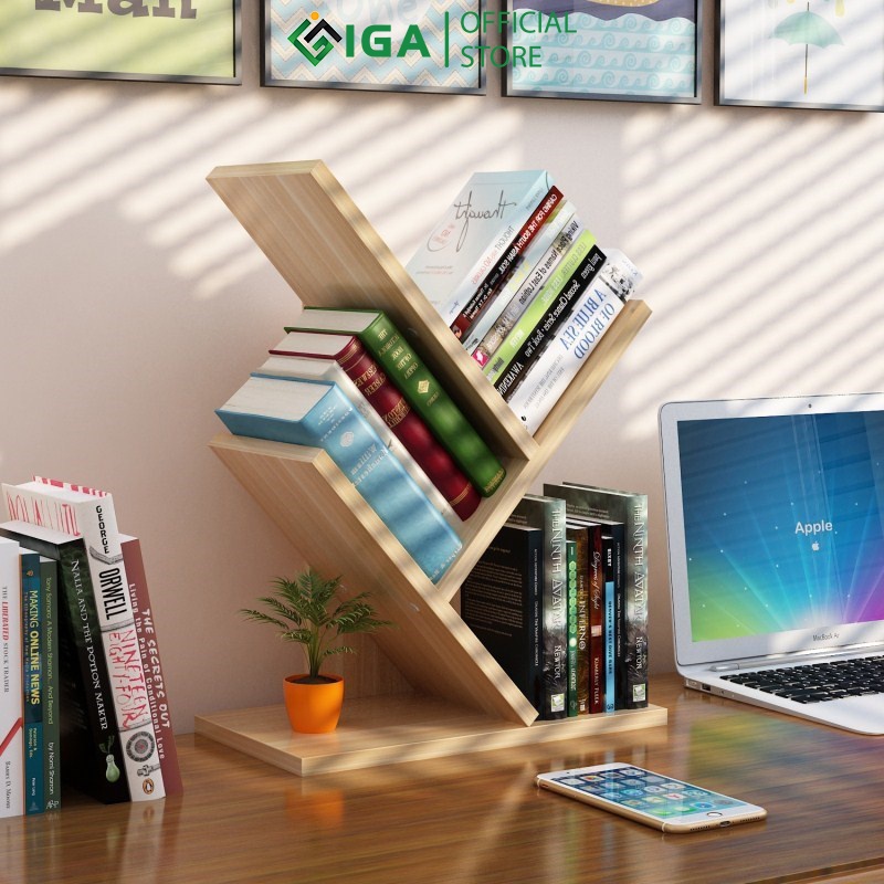 Kệ sách để bàn IGA hình xương cá phong cách hiện đại - GP113