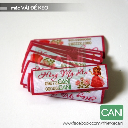 MÁC VẢI KEO 1 gói gồm 25 cái hoặc 50 cái  Mác ủi quần áo cho bé  Phù hiệu cho bé_In theo thông tin riêng CANI