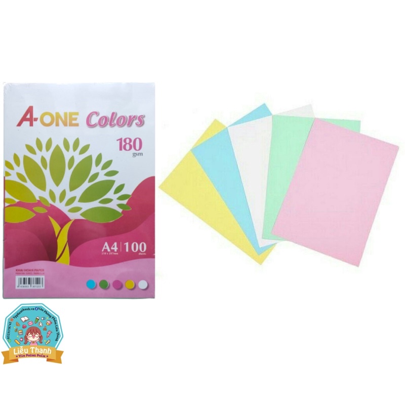 Bìa thái A-One khổ A4 - 180gsm 5 màu (20tờ)