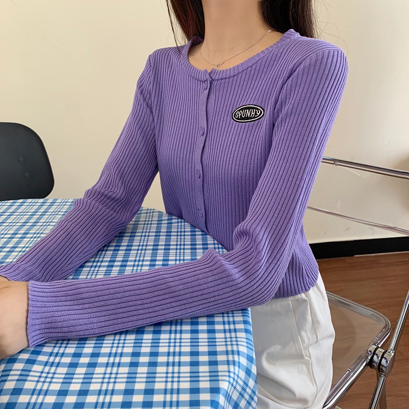 Xiaozhainv Áo cardigan cổ tròn tay dài họa tiết thêu phong cách Hàn Quốc | BigBuy360 - bigbuy360.vn