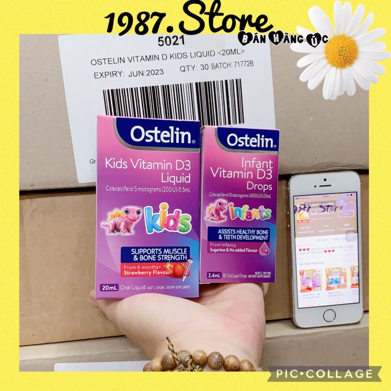 (Date 2023 - Bill Air ) Ostelin D3 infant 2.4ml/Kids 20ml cho bé từ 0 tháng tuổi