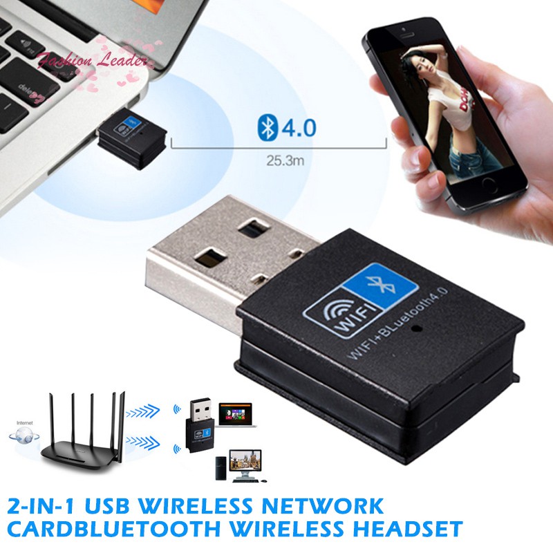Usb Chuyển Đổi Không Dây Kết Nối Wifi Bluetooth 4.0 2 Trong 1 150mbp Cho Máy Tính