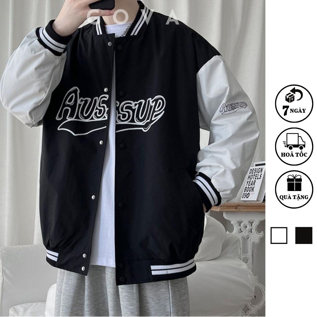 Áo Khoác Bomber Dù THÊU AUSSUP Cao Cấp Form Rộng Nam Nữ Ulzzang Unisex Thời Trang GOVA