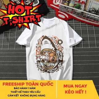 Áo thun in hình cá mập săn mồi b32