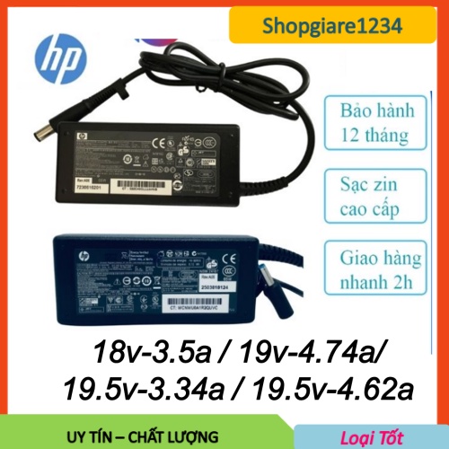 Sạc Laptop HP 18.5v - 3.5a / 19v - 4.74a / 19.5v - 3.34a, 19.5v - 4.62a 65w - 90w Zin cao cấp - Sạc hp - sạc máy tính hp