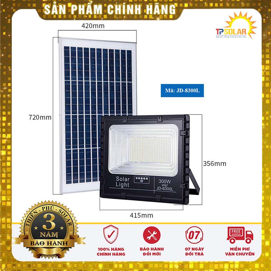 Đèn pha LED năng lượng mặt trời JD Jindian JD-8300L (bản nâng cấp)