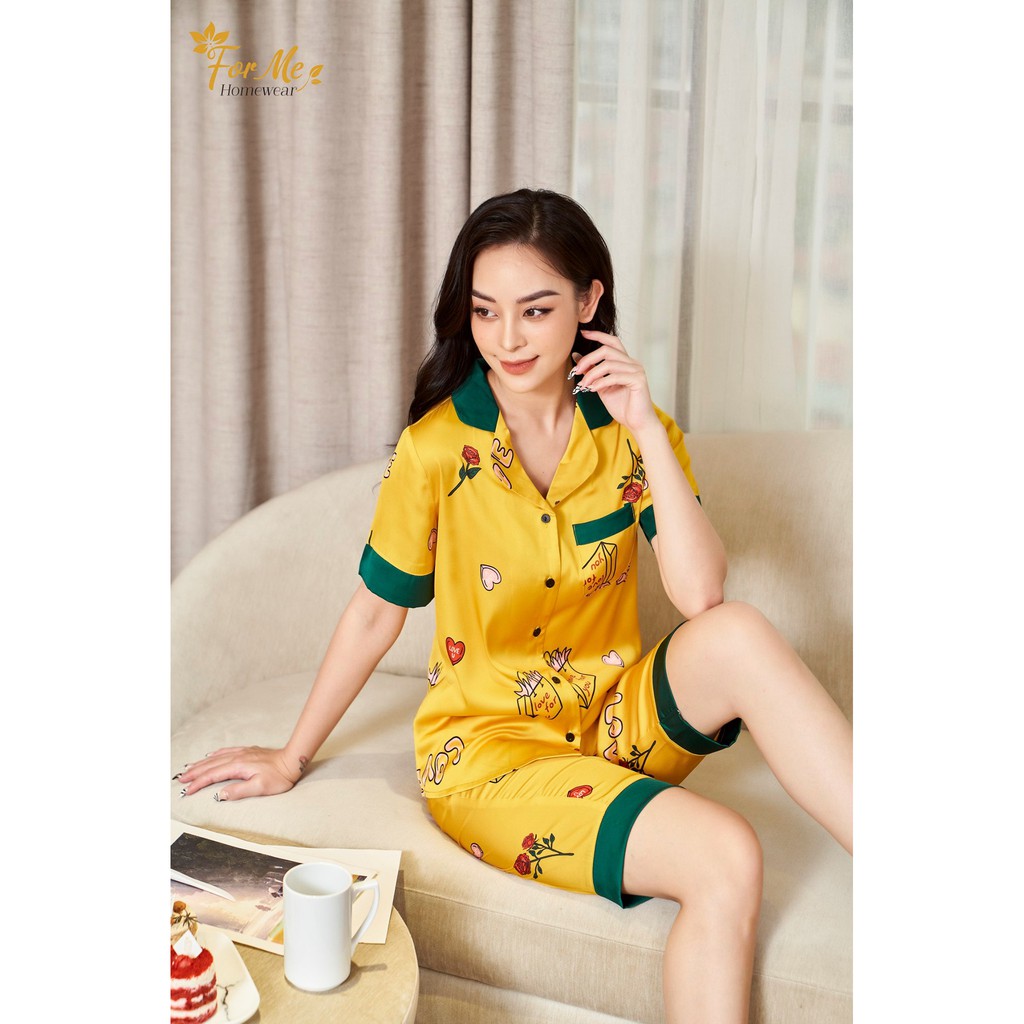 Bộ đồ ngủ, mặc nhà chất Lụa Giấy Luxury Quần Lửng LIPTICK ,forme pijama