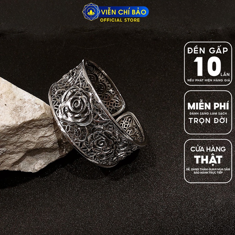 Kiềng bạc nữ Hoa Hồng bản to chất liệu bạc Thái 925 thời trang nữ phụ kiện trang sức nữ Viễn Chí Bảo L000409
