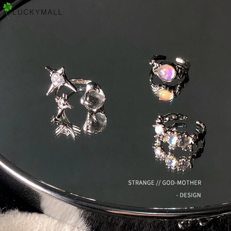 Nhẫn Bạc Đính Đá Opal Hình Trái Tim Thời Trang Cho Nữ