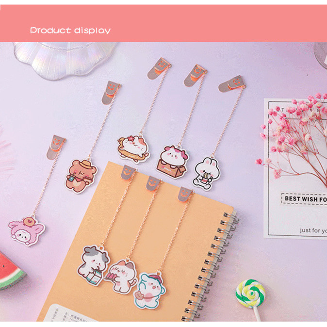 Thẻ Đánh Dấu Sách Bằng acrylic Hình Gấu teddy Hoạt Hình Sáng Tạo