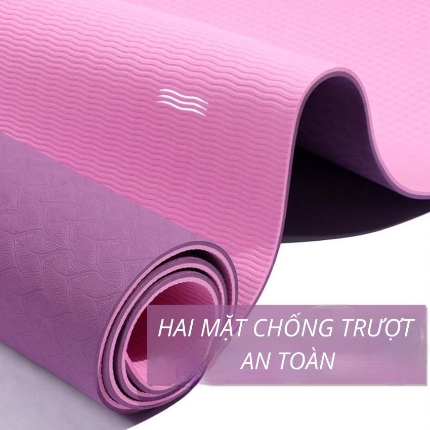 Thảm tập yoga gym tập thể dục tại nhà TPE 8mm cao cấp 2 lớp chống trơn trượt không mùi TTY01