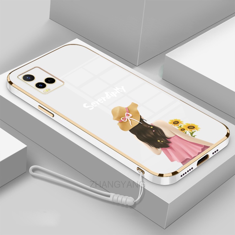 ốp lưng vivo y21 y21s y33s y21a y21t Ốp Điện Thoại TPU Silicon Viền Mạ Màu Hình Cô Gái Xinh Đẹp Cho vivo y21 y21s y33s y21a y21t