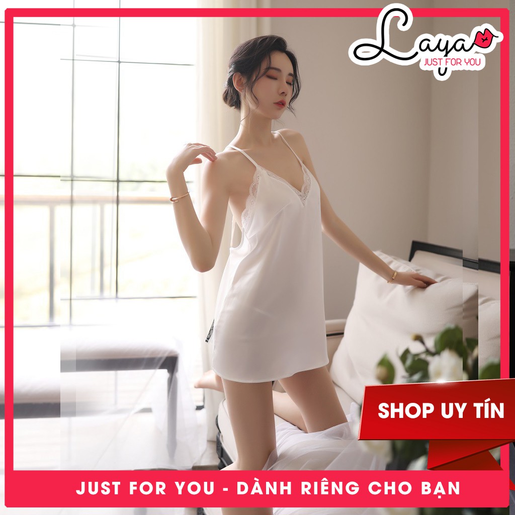 Váy ngủ sexy – Đầm ngủ sexy màu trắng xuyên thấu vô cùng gợi cảm - Free size cho nữ từ 40 đến 58kg, Mã Laya Sexy VN015