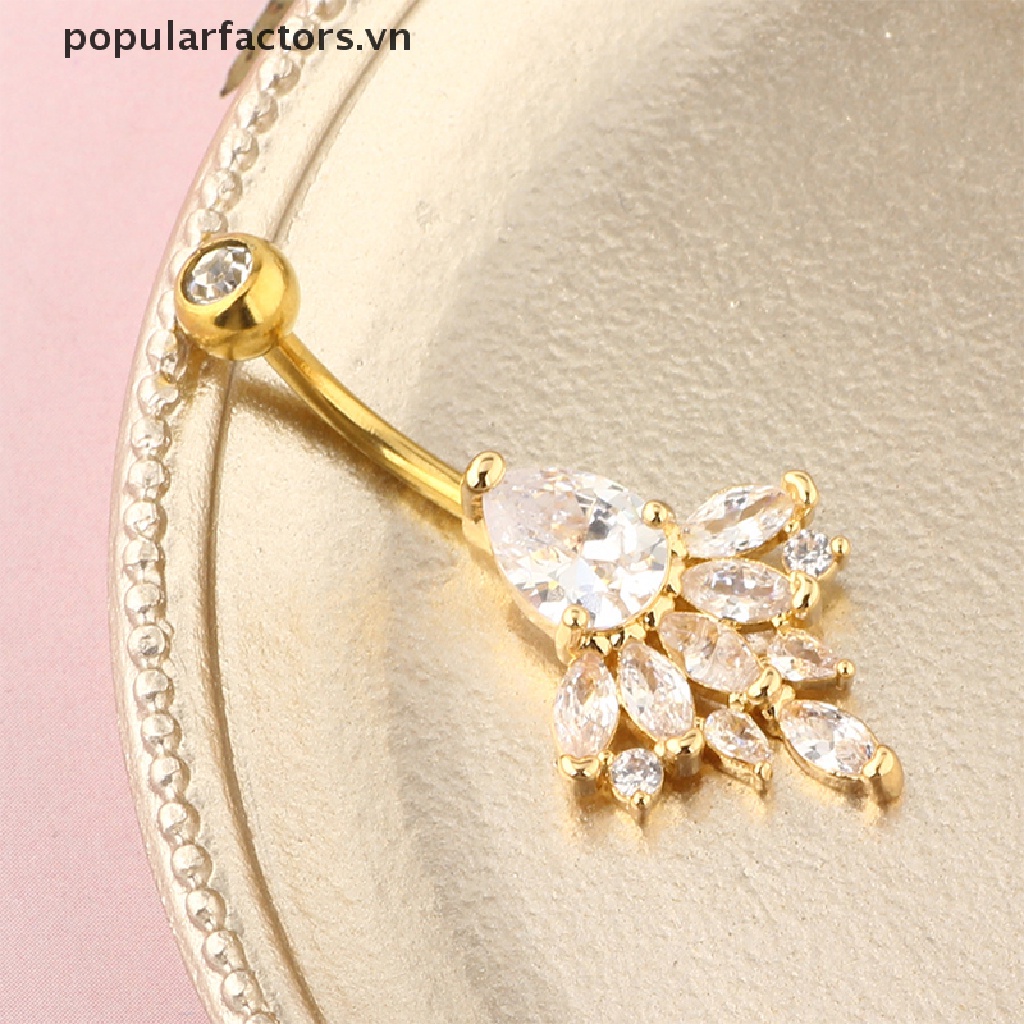 Khuyên rốn thép không gỉ đính đá zircon thời trang cho nữ