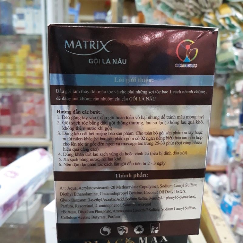 ✅✅Dầu Gội Maxtrix nhuộm là đen và nhuộm là nâu hộp 10 gói